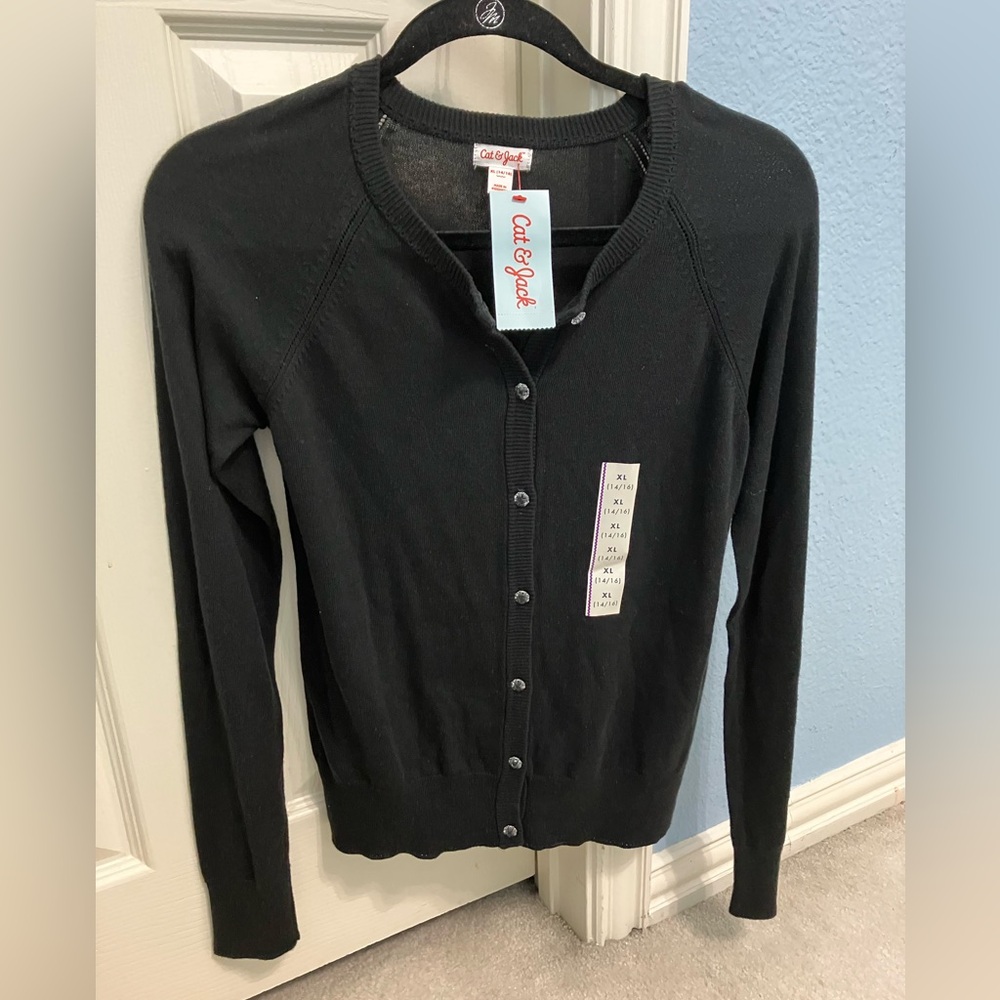 Cat & Jack Women's Black Button-Up Cardigan